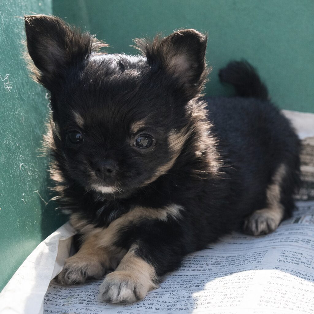 ロングコートチワワ　ブラックタン